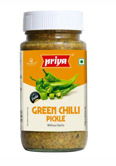 Priya Green Chilli Pickle Without Garlic 300g