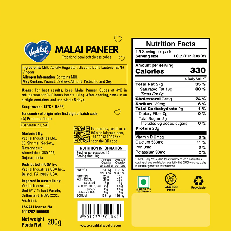 Nanak Malai Paneer Cubes 200 Gram